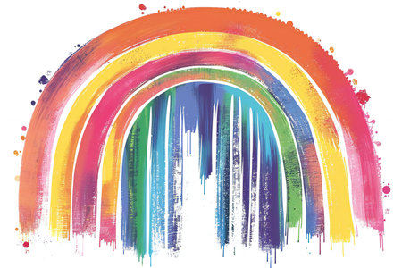 Rainbow on white background. Grunge style.の素材