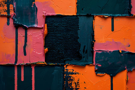 Abstract colorful background. Oil paint on canvas. Fragment of artwork.の素材