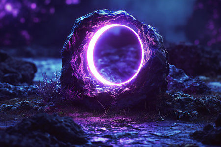 Glow light effect. Futuristic glowing circle.の素材