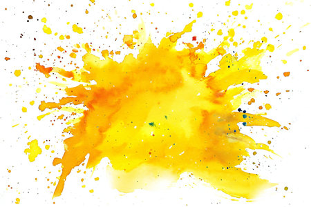 abstract yellow watercolor splashes on white background,の素材