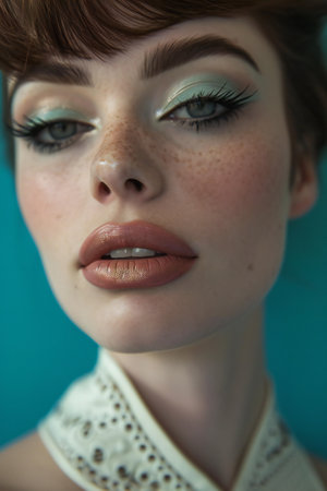 Portrait of a beautiful young woman with bright make-up.の素材