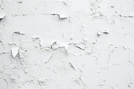 White wall with cracks and peeling paint. Abstract background for design.の素材