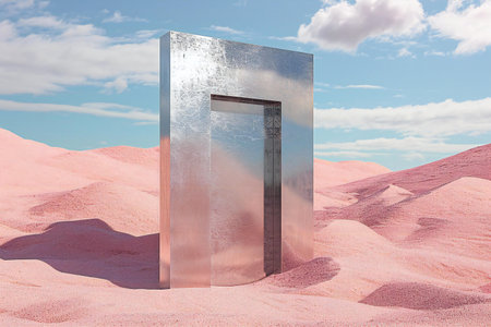 Metal door in the desert.の素材
