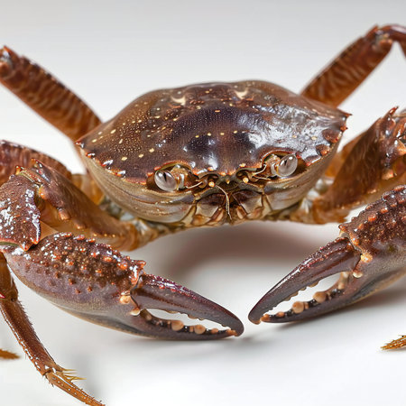 Crab isolated on white background, close-up of the headの素材