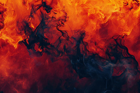 Fire flames on a black background. Fire texture. Design element.の素材