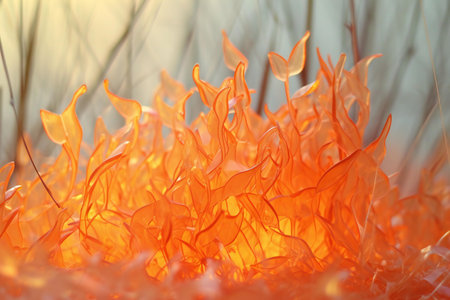 Close up of orange flower petals with water drops on it.の素材