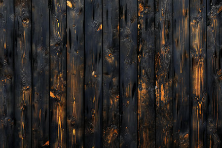 Wooden wall made of black and brown planks as a backgroundの素材