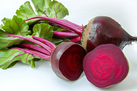 beetroot and beetroot slices on a white background, isolatedの素材