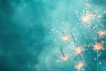 Christmas and New Year party background with sparklers and copyspaceの素材