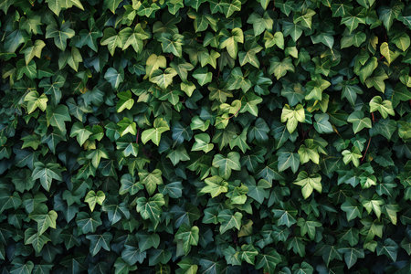 Green ivy leaves background. Green ivy leaves wall texture.の素材
