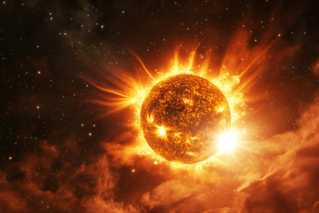 Solar System - Sun in space.の素材