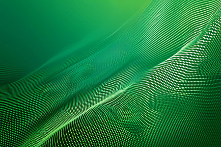 Abstract particles wave light green background.の素材
