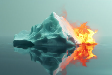 Iceberg on the water with reflection in the water.の素材