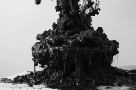 black ink in water on a white background, black ink in waterの素材