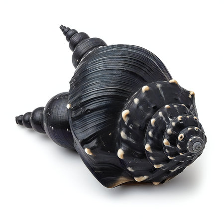 Black seashell isolated on white background.の素材