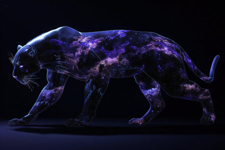 a black panther against a dark background.の素材