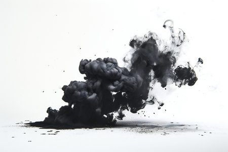 black smoke on a white background, studio shot, monochromeの素材