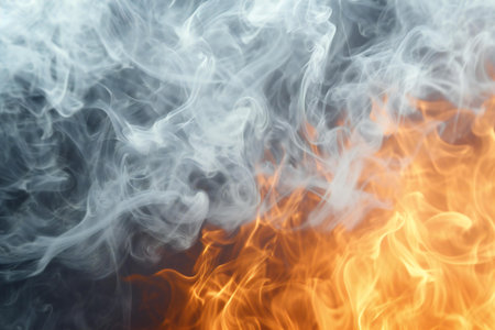 abstract background of the fire and smoke from the incense sticksの素材