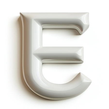White font letter E  illustration isolated on white background with shadowの素材
