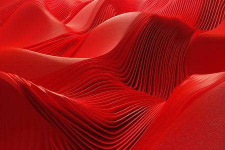 Abstract of red wavy surface. Wavy background.の素材