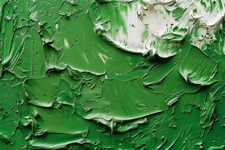 Green paint on a wall as a background. Texture close-up.の素材