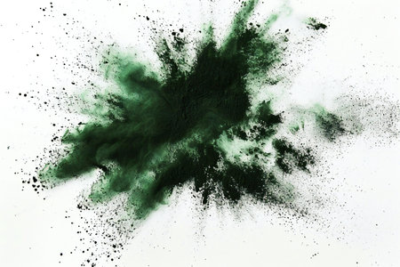 A colored explosion of powder. Flying in different directions powder for design and decoration. Illustrationの素材
