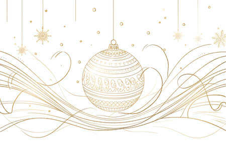 Christmas background with golden ornament and snowflakes.の素材