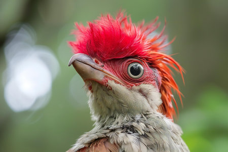Portrait of a red-crested bird, Thailand.の素材