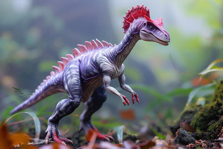 Triceratops dinosaur,dinosaur toy in the forestの素材