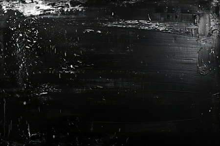 abstract black background texture oil paint on canvas with cracks and scratchesの素材