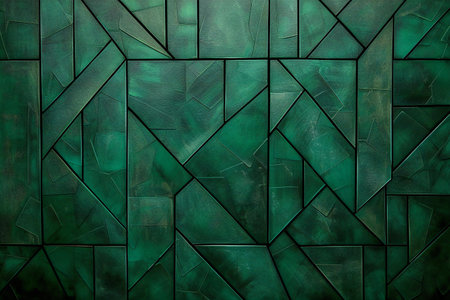 Abstract background of green mosaic wall texture.の素材