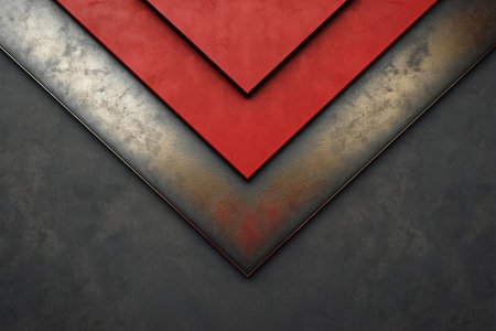 Metal background with black and red plate. Design template.の素材