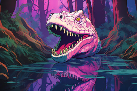 Tyrannosaurus rex in the forest.の素材