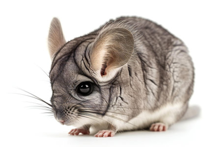 Gray chinchilla isolated on a white background. studio shot.の素材