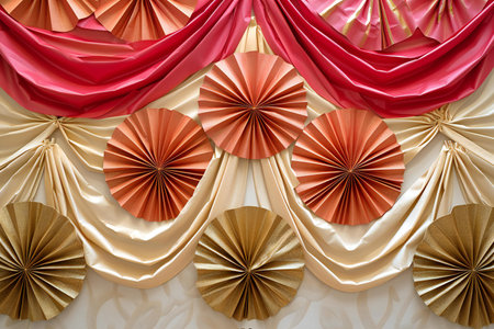 Colorful fabric on the wall. Abstract background for design and decoration.の素材