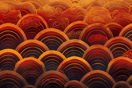 abstract colorful background with waves and swirls, grunge textureの素材