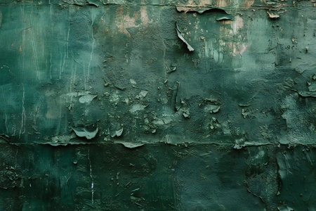 Texture of old rustic wall covered with green paint. Abstract background for design.の素材