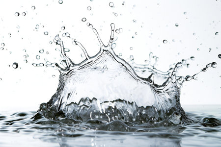 splashes of water on a white background. close-up.の素材
