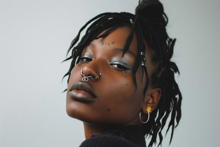 Portrait of a beautiful african american woman with dreadlocksの素材