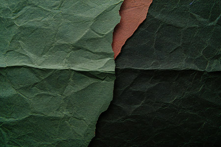 Green and brown crumpled paper as background. Toned.の素材