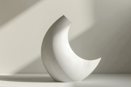 Ceramic moon on a white background.の素材