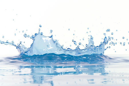 water splash isolated on white background. studio. picture with depth of fieldの素材