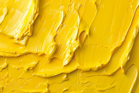 close up of  a yellow oil paint brush stroke on white backgroundの素材