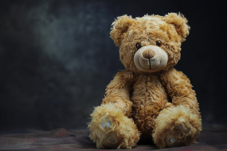 Teddy bear on dark background,vintage style,soft focusの素材