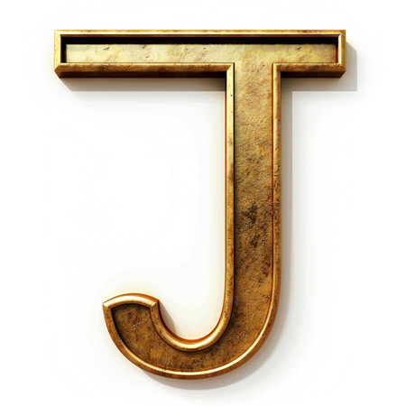 Letter of gold metal on a white background.の素材
