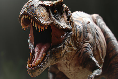 Photo pour Tyrannosaurus rex on a dark background. Close-up. - image libre de droit