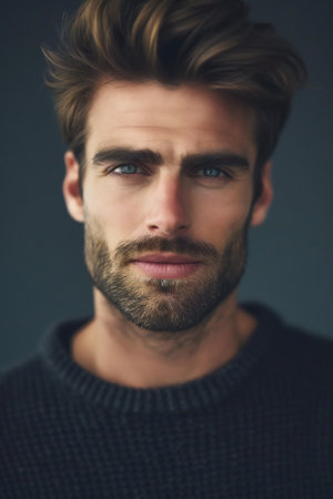 Portrait of a handsome young man. Men's beauty, fashion.の素材