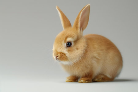 Cute little rabbit on grey background, closeup. Easter bunnyの素材