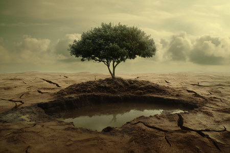 Lonely tree in the dry land,の素材