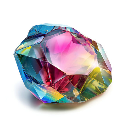 Colorful diamond isolated on white backgroundの素材